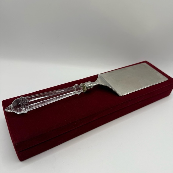 International Silver Compny Silver Plated Lasagna Server Glass Handle 12" In Box - Picture 3 of 6